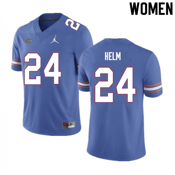 Women #24 Avery Helm Florida Gators College Football Jerseys Blue